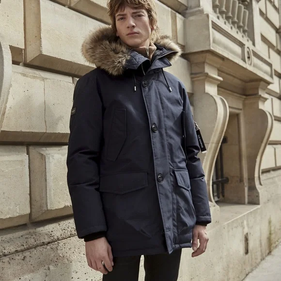The Kooples Men’s Luxury Parka Coat – Size Large – NWT $788 Fur Trim Super Warm